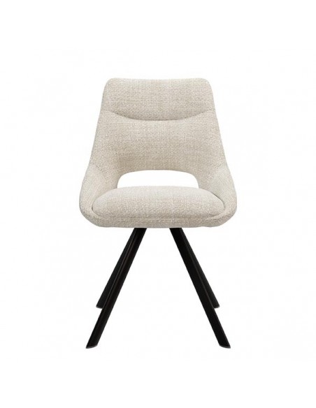 Cadeira de design Zahara em tecido Tango e pernas de aço preto.
