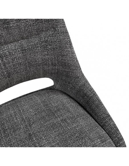 Cadeira de design Zahara em tecido Tango e pernas de aço preto.