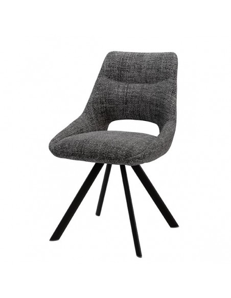 Cadeira de design Zahara em tecido Tango e pernas de aço preto.
