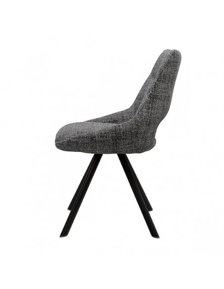 Cadeira de design Zahara em tecido Tango e pernas de aço preto.