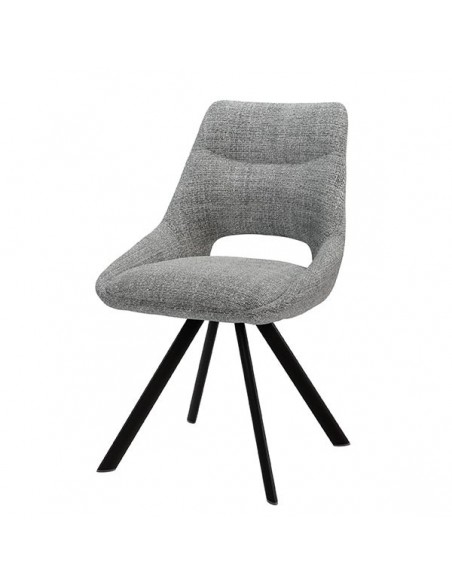 Cadeira de design Zahara em tecido Tango e pernas de aço preto.