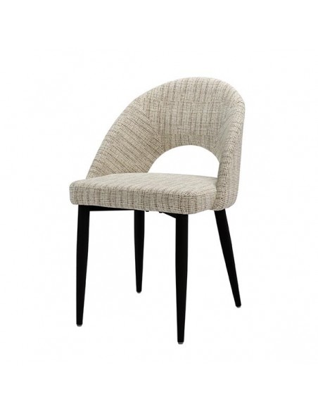 Cadeira mid century MAELE tecido Bora e pernas em aço preto.