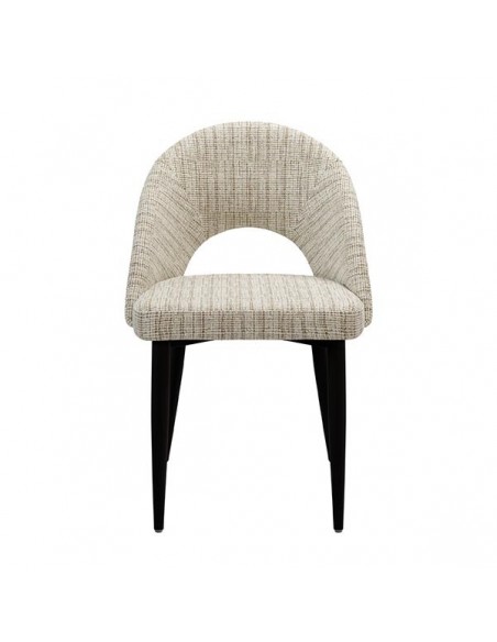 Cadeira mid century MAELE tecido Bora e pernas em aço preto.