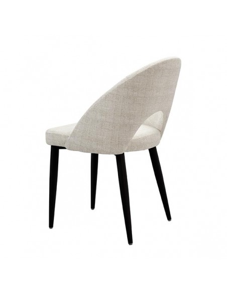 Cadeira mid century MAELE tecido Bora e pernas em aço preto.