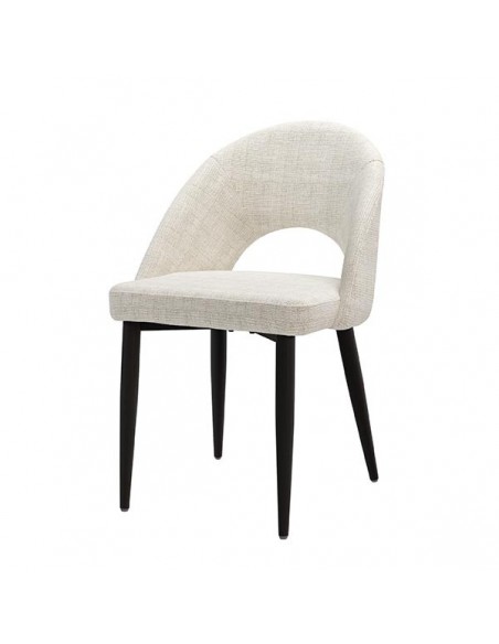 Silla mid century MAELE tejido Bora y patas de acero en negro.