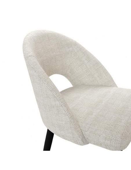 Silla mid century MAELE tejido Bora y patas de acero en negro.