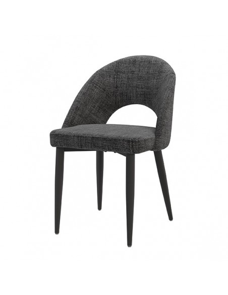 Cadeira mid century MAELE tecido Bora e pernas em aço preto.