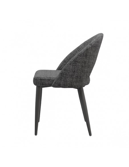 Cadeira mid century MAELE tecido Bora e pernas em aço preto.