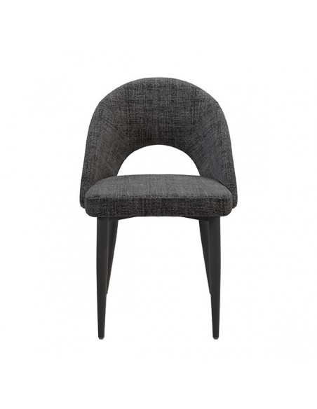 Cadeira mid century MAELE tecido Bora e pernas em aço preto.