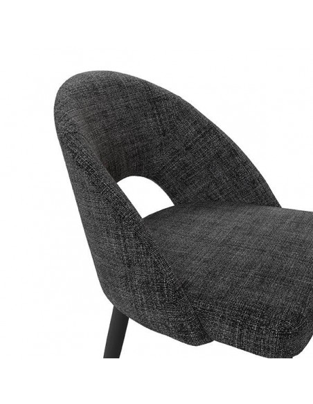 Cadeira mid century MAELE tecido Bora e pernas em aço preto.