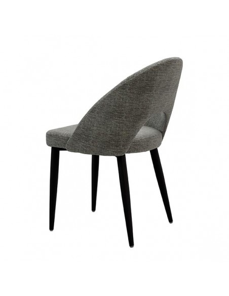 Cadeira mid century MAELE tecido Bora e pernas em aço preto.