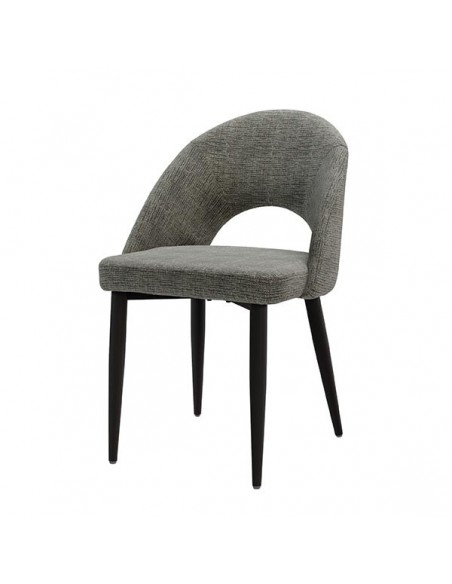 Cadeira mid century MAELE tecido Bora e pernas em aço preto.