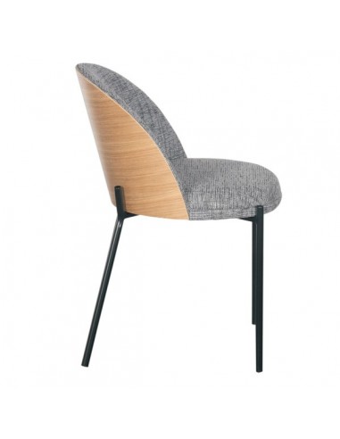 Silla Eamy de tejido Bora y respaldo chapado en...