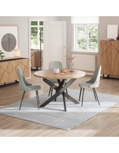 MESA REDONDA THER 120, melamina carvalho e...