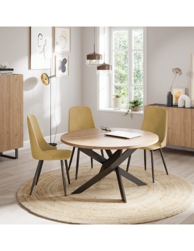 MESA REDONDA THER 120, tapa melamina roble y...