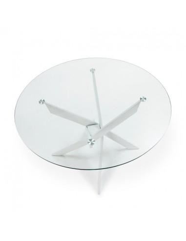 Mesa redonda Thur 120, cristal, patas metal...