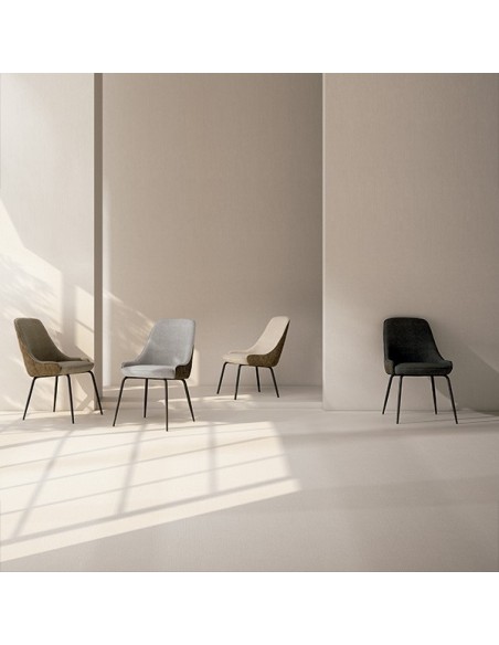 Silla de diseño AGATA de tejido combinado Forest y Suede