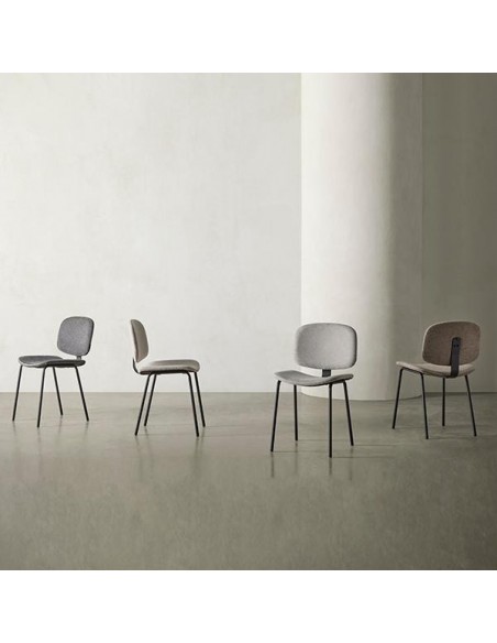 Cadeira WINONA de design retro em tecido Forest e metal preto.