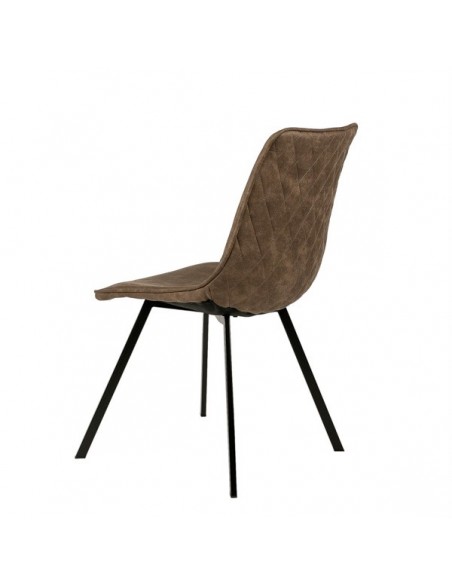 Cadeira design industrial ALVE, tecido com efeito couro e metal preto.