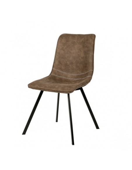 Cadeira design industrial ALVE, tecido com efeito couro e metal preto.