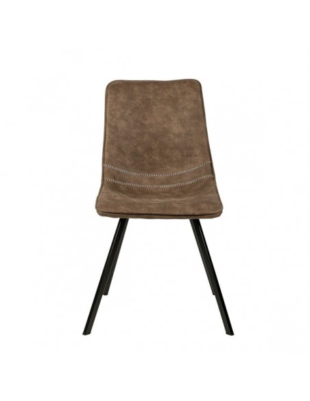 Cadeira design industrial ALVE, tecido com efeito couro e metal preto.