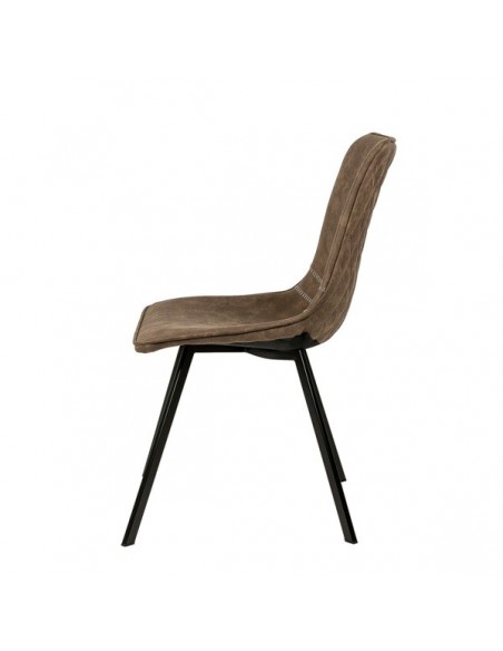 Cadeira design industrial ALVE, tecido com efeito couro e metal preto.