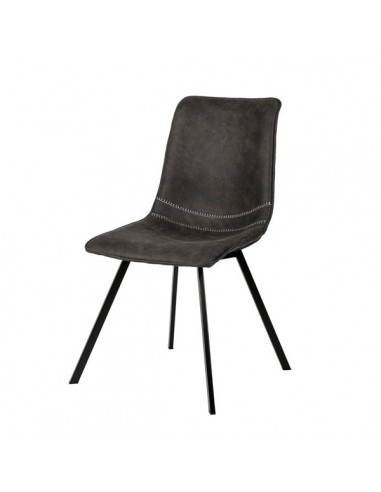Cadeira design industrial ALVE, tecido com efeito couro e metal preto.