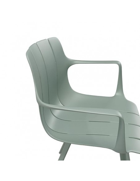 Silla de cocina con brazos YAMAL, polipropileno con patas de metal.