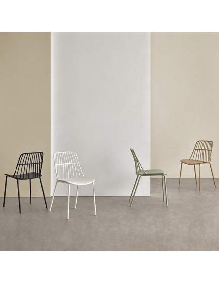 Silla de cocina NERINA, polipropileno y metal blanco