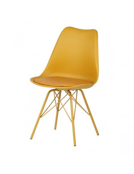 Cadeira de cozinha RALF, pernas metálicas, assento acolchoado.