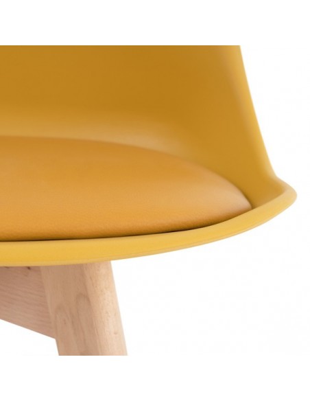 Silla nórdica ANTHA, polipropileno con asiento Ecopiel acolchado.