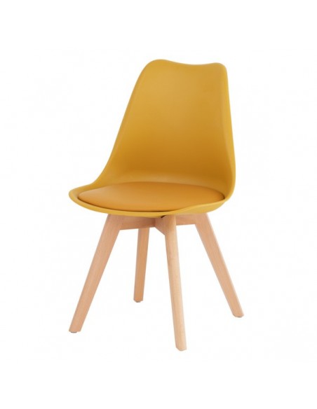 Silla nórdica ANTHA, polipropileno con asiento Ecopiel acolchado.