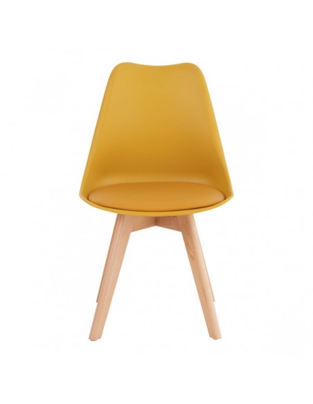 Silla nórdica ANTHA, polipropileno con asiento Ecopiel acolchado.