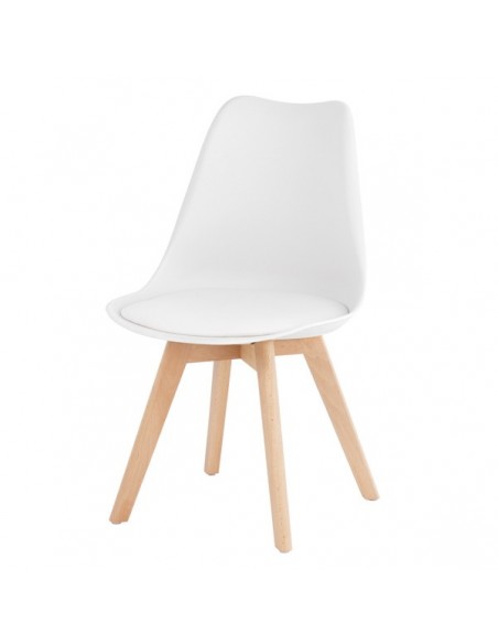 Silla nórdica ANTHA, polipropileno con asiento Ecopiel acolchado.