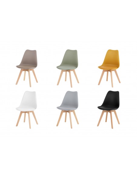 Silla nórdica ANTHA, polipropileno con asiento Ecopiel acolchado.