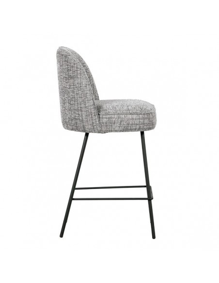 Taburete NELSON 65 de tejido Bora y metal negro.