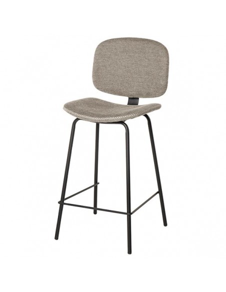 Taburete bajo de diseño retro LOGAN 65, tejido Forest y metal negro.
