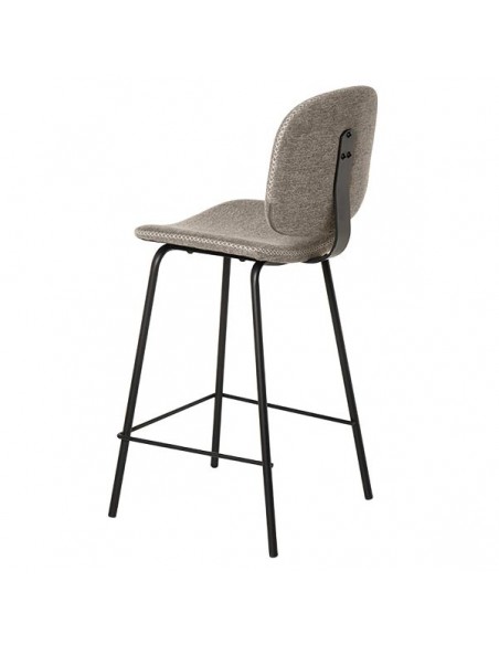 Banqueta baja LOGAN 65 de design retrô, tecido Forest e metal preto.