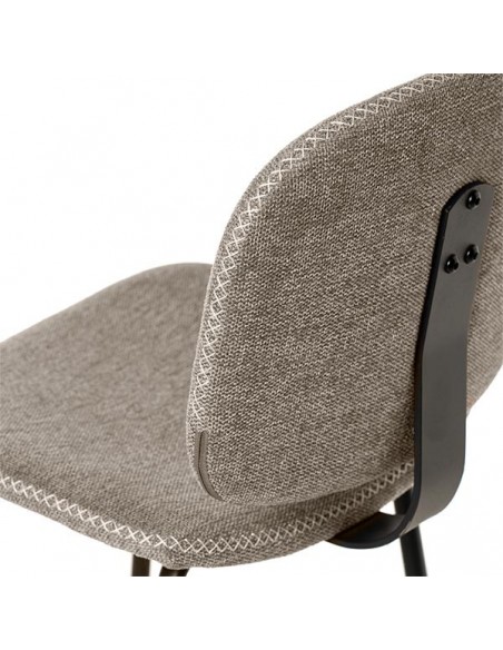 Banqueta baja LOGAN 65 de design retrô, tecido Forest e metal preto.