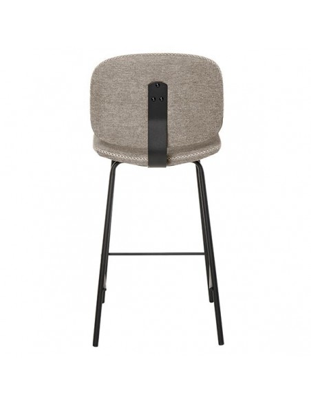 Banqueta baja LOGAN 65 de design retrô, tecido Forest e metal preto.