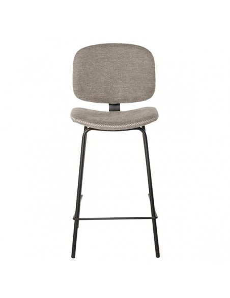 Banqueta baja LOGAN 65 de design retrô, tecido Forest e metal preto.