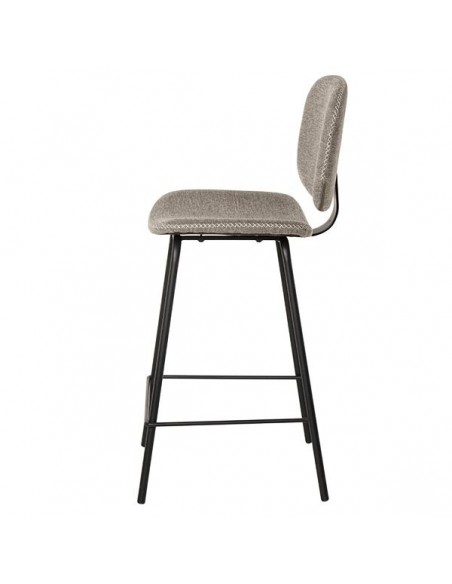 Banqueta baja LOGAN 65 de design retrô, tecido Forest e metal preto.