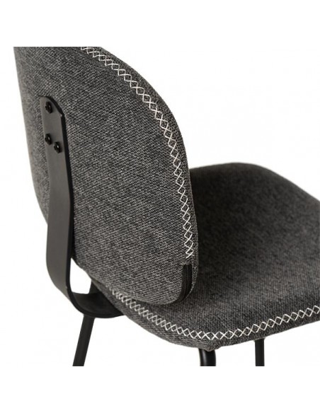 Banqueta baja LOGAN 65 de design retrô, tecido Forest e metal preto.