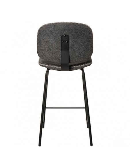 Banqueta baja LOGAN 65 de design retrô, tecido Forest e metal preto.