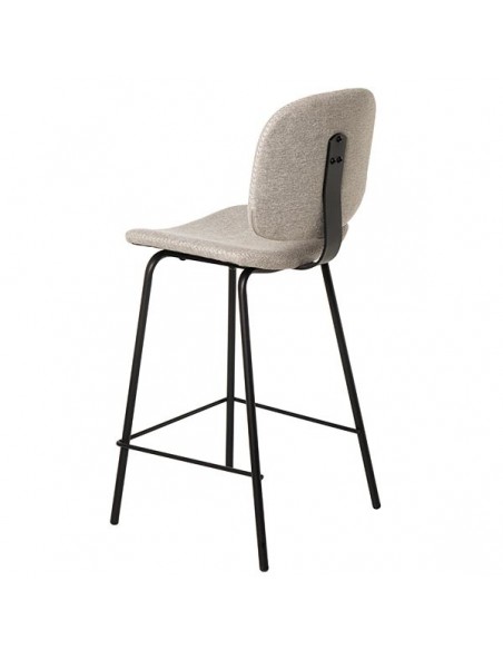 Banqueta baja LOGAN 65 de design retrô, tecido Forest e metal preto.