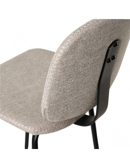 Banqueta baja LOGAN 65 de design retrô, tecido Forest e metal preto.