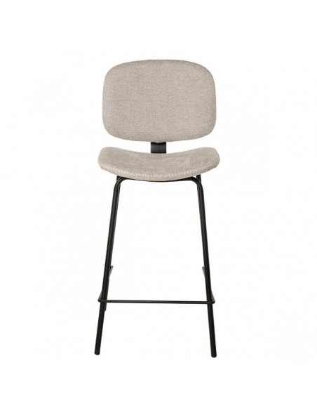 Taburete bajo de diseño retro LOGAN 65, tejido Forest y metal negro.