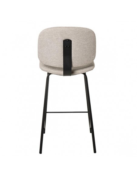 Taburete bajo de diseño retro LOGAN 65, tejido Forest y metal negro.