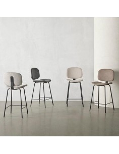 Banqueta baja LOGAN 65 de design retrô, tecido Forest e... 2