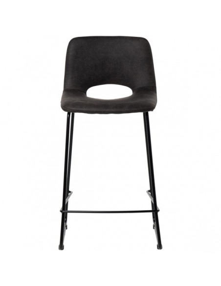 Taburete bajo Zahara 65, tejido suede y patín de metal negro.